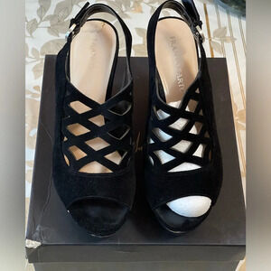 Franco Sarto, Sasha, Black Suede leather wedges, platform size 10